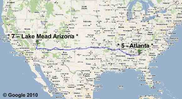 Cartographie 2 : Into The Wild, La distance entre sa Virginie natale et l'Arizona est approximativement de 1900 miles, ce qui équivaut à peu près à 3100 Km.