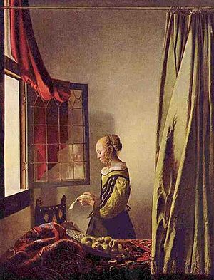 Image-Peinture. Johannes Vermeer (1632 - 1675), La Liseuse à la fenêtre, 1659, Dresde.